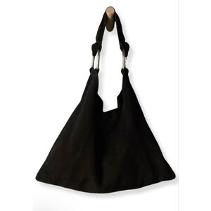 Free People Bobbi Black Slouch Suede Tote NWT Boho Oversized